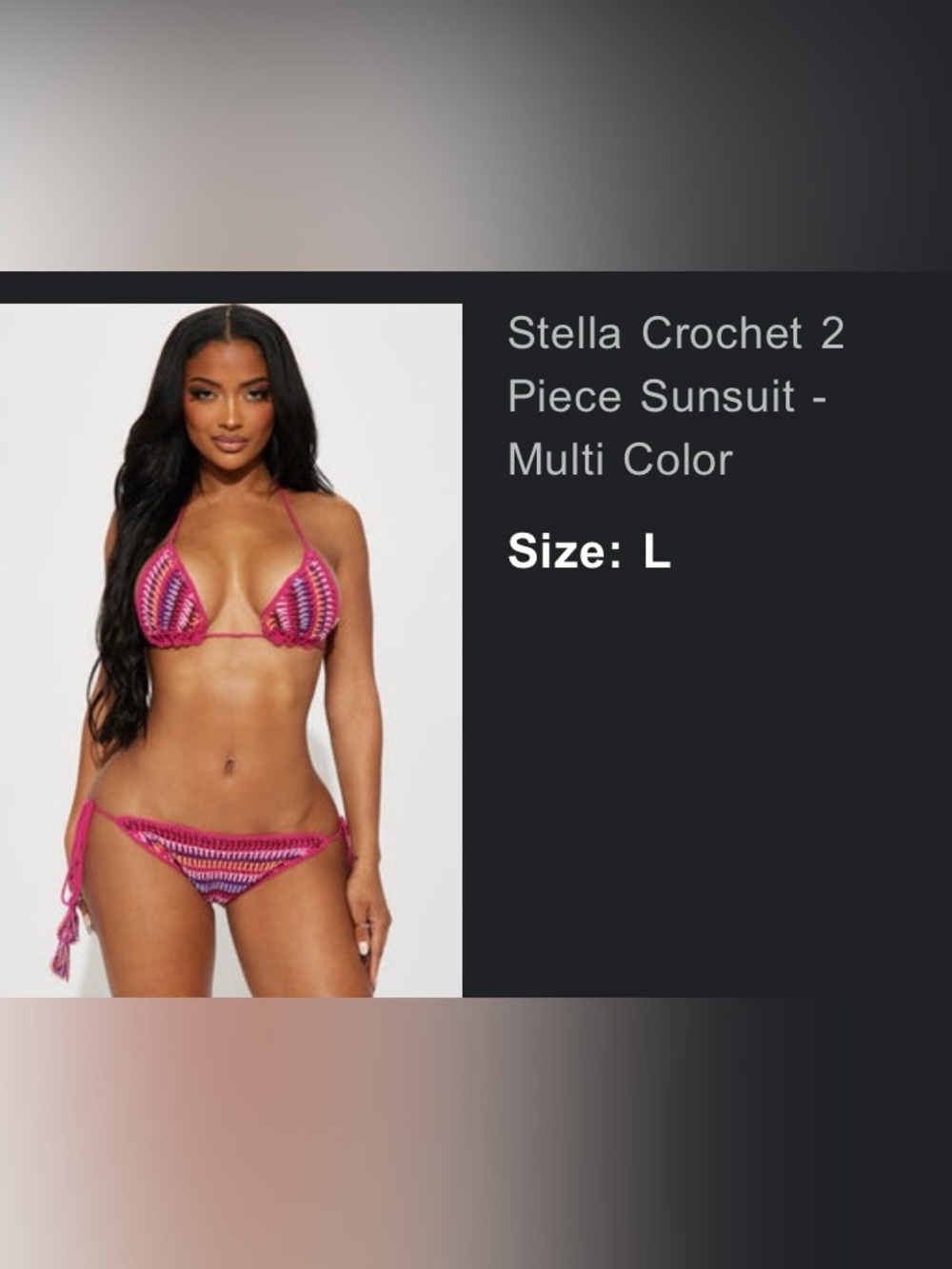 Fashion Nova Stella Crochet 2 Piece Sunsuit Bikini - Multi Color